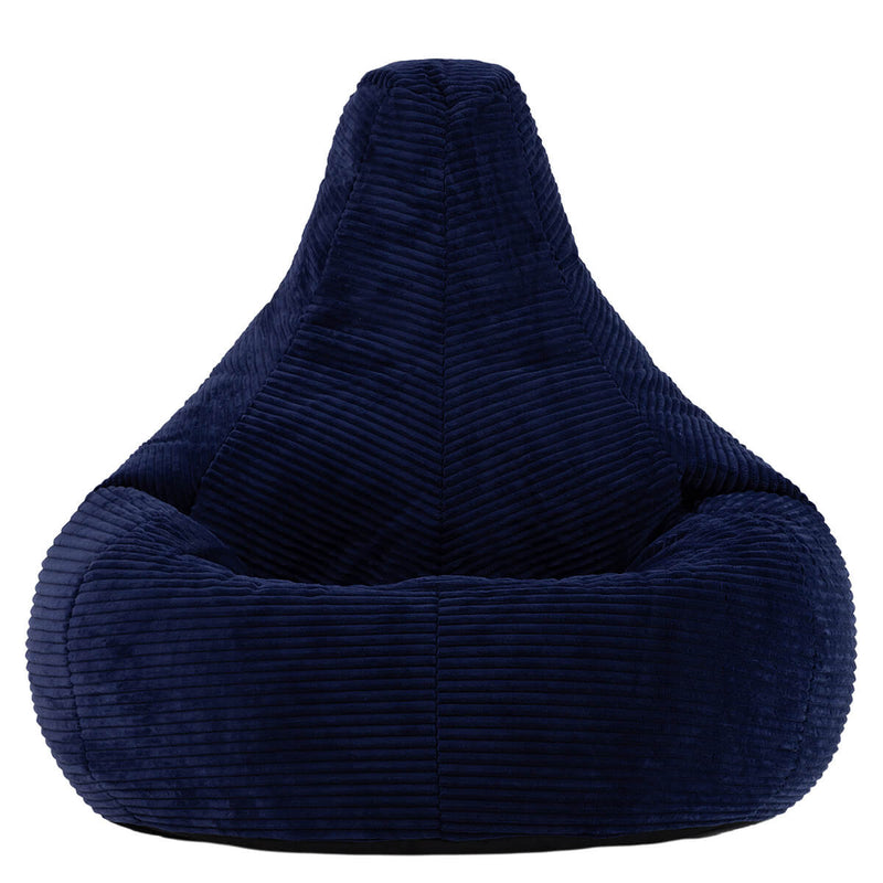 Pouf inclinable en velours côtelé Dalton, bleu marine