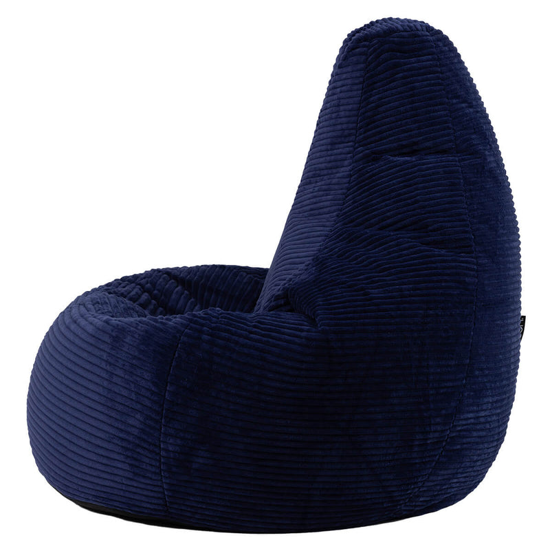 Pouf inclinable en velours côtelé Dalton, bleu marine