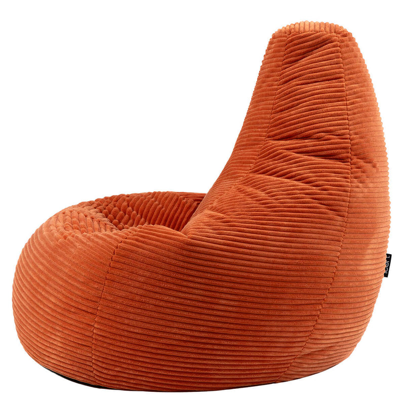 Pouf inclinable en velours côtelé Dalton, couleur terracotta