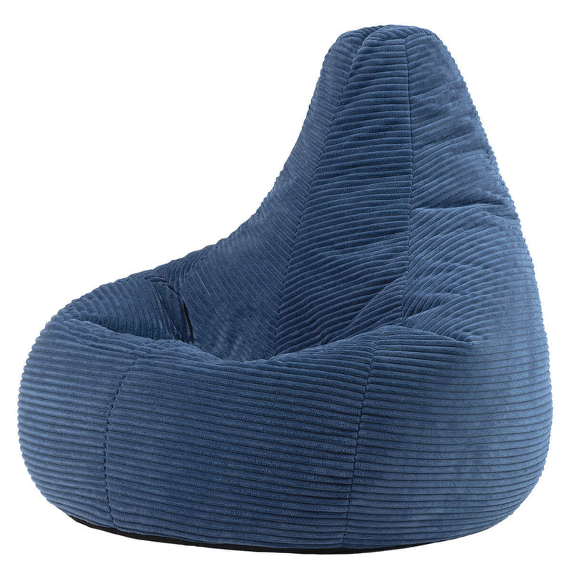 Pouf inclinable en velours côtelé Dalton, bleu denim