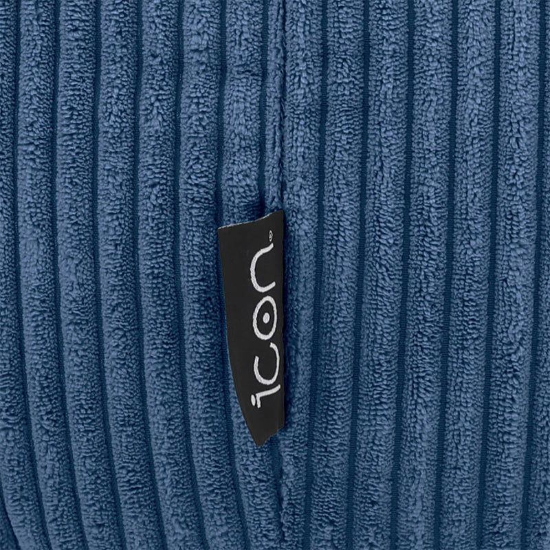 Pouf inclinable en velours côtelé Dalton, bleu denim