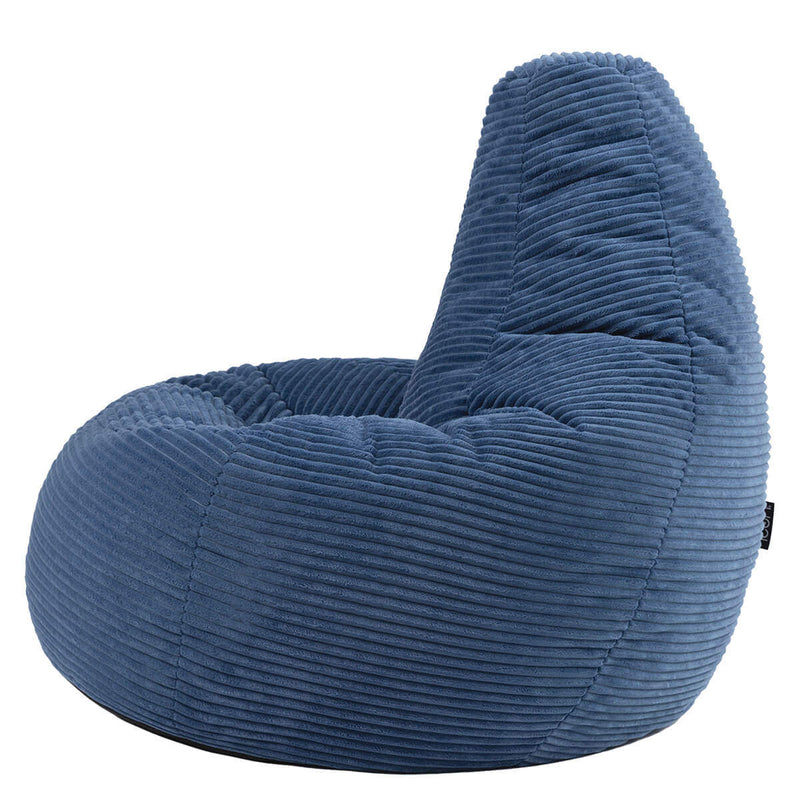 Pouf inclinable en velours côtelé Dalton, bleu denim