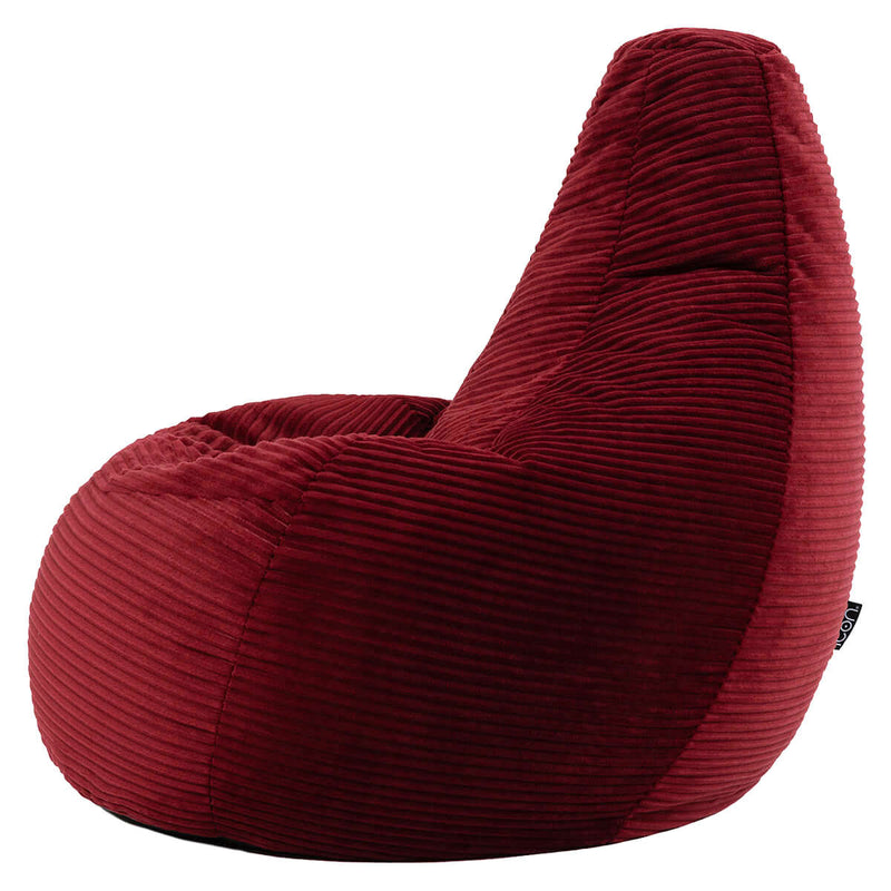 Pouf inclinable en velours côtelé Dalton, bordeaux