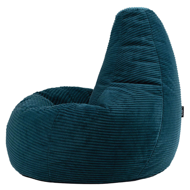 Pouf inclinable en velours côtelé Dalton, sarcelle