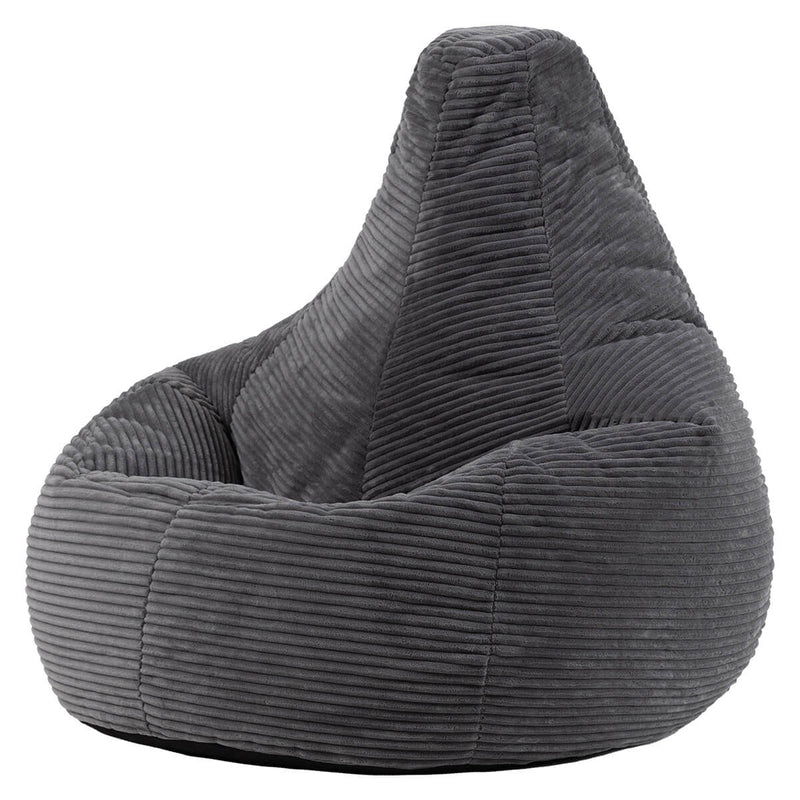 Pouf inclinable en velours côtelé Dalton, gris anthracite
