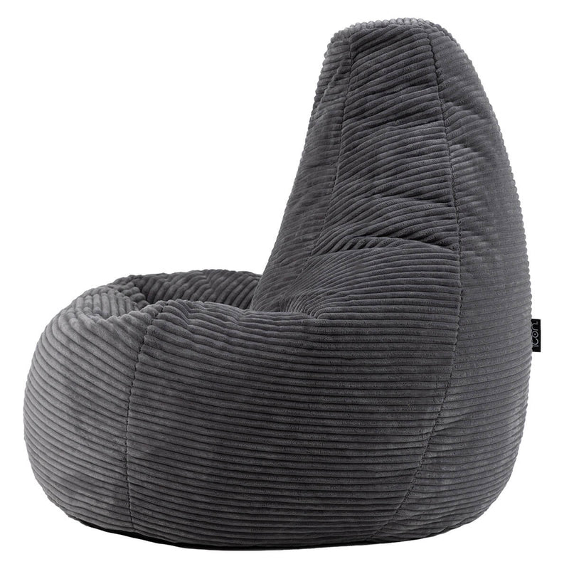 Pouf inclinable en velours côtelé Dalton, gris anthracite