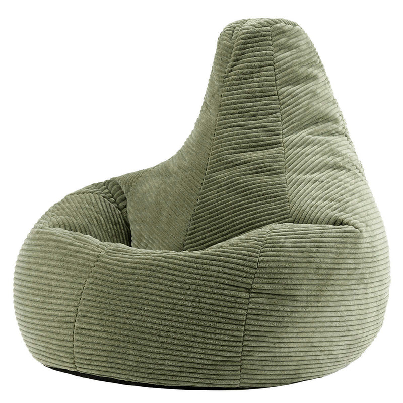 Pouf inclinable en velours côtelé Dalton, vert sauge