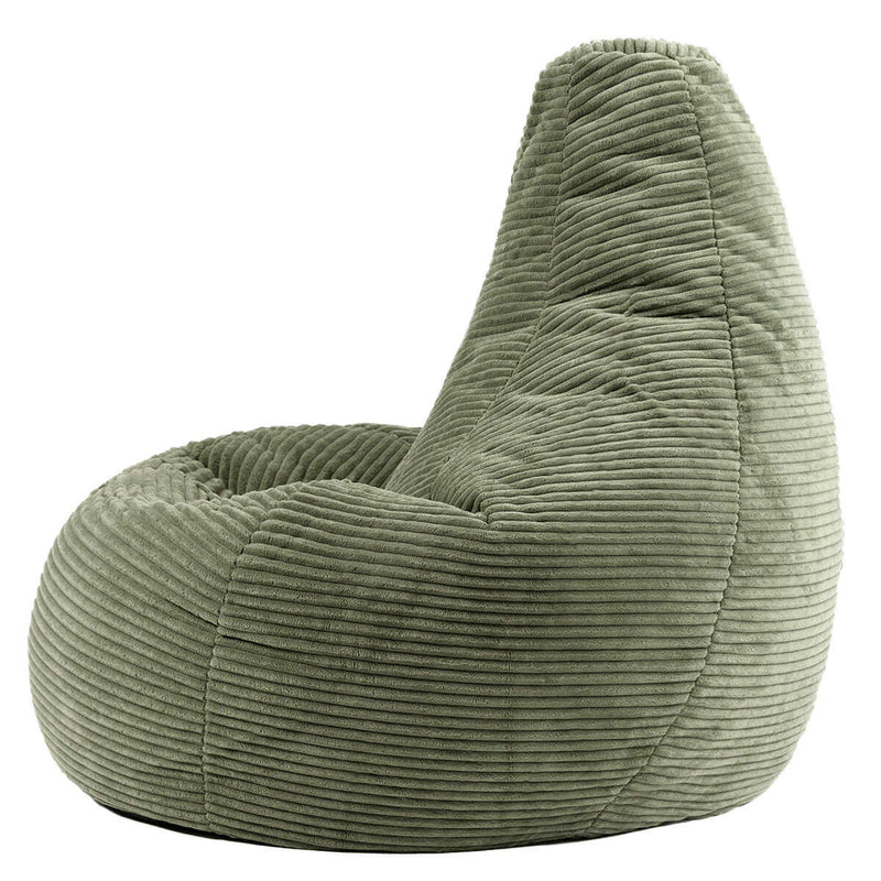 Pouf inclinable en velours côtelé Dalton, vert sauge