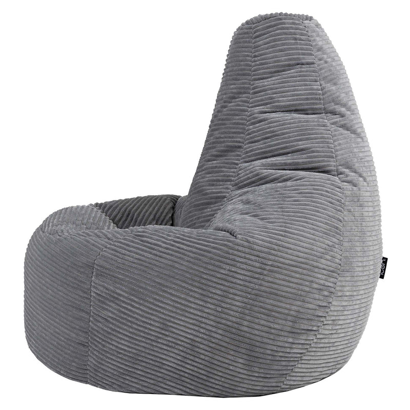Fauteuil poire Dalton en velours côtelé XL, gris clair