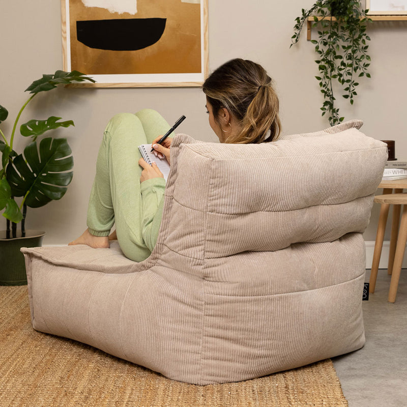Chaise longue en velours côtelé Dolce – Naturel