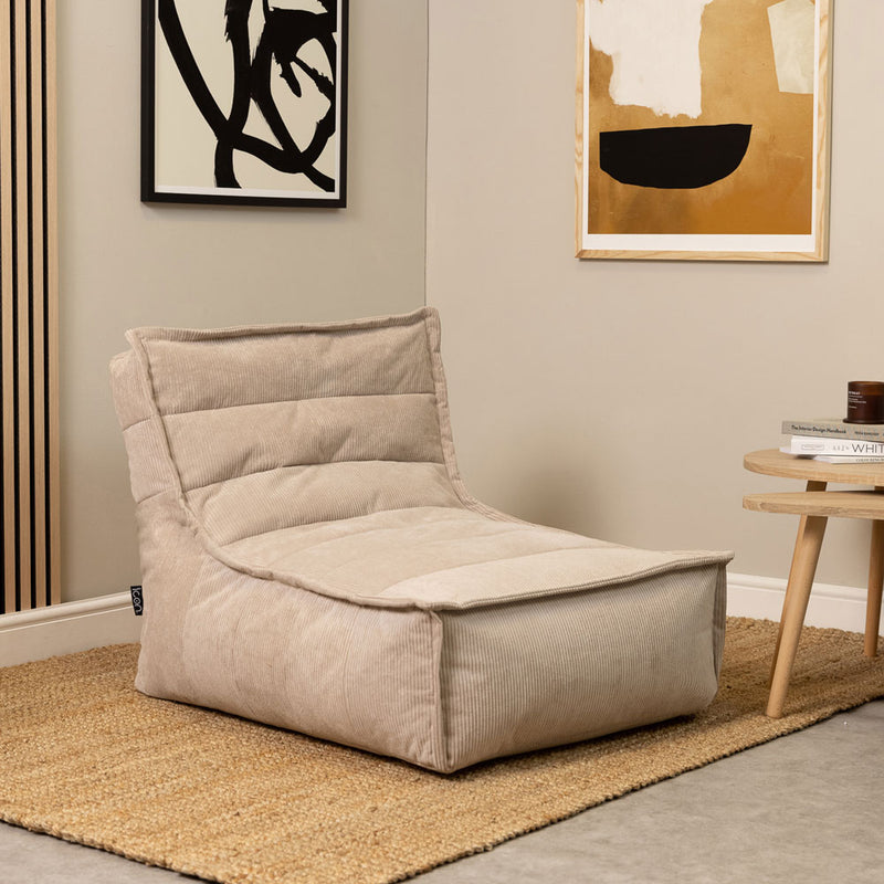 Chaise longue en velours côtelé Dolce – Naturel