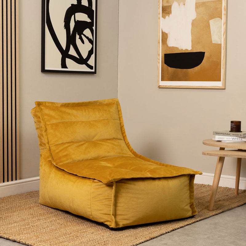 Pouf méridienne en velours Dolce, jaune