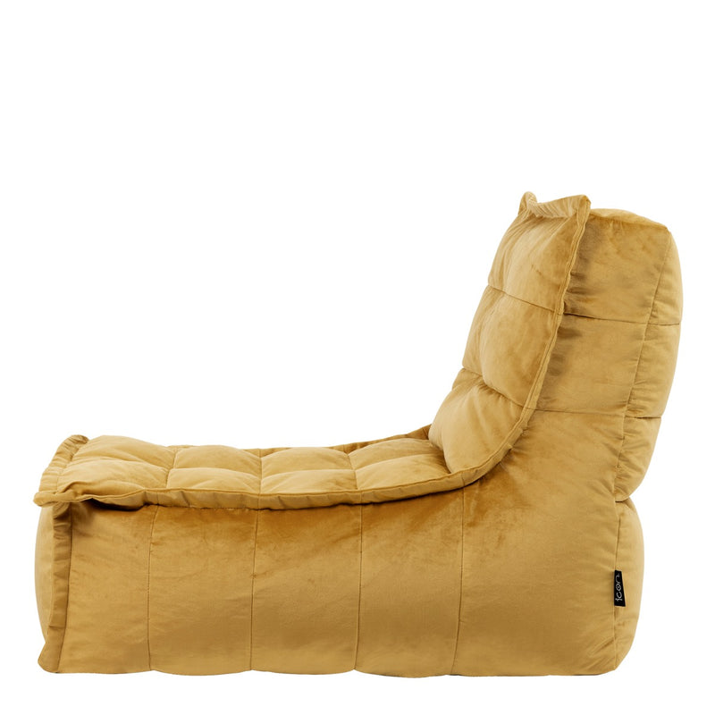Pouf méridienne en velours Dolce, jaune