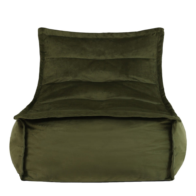 Pouf méridienne velours Dolce, vert olive