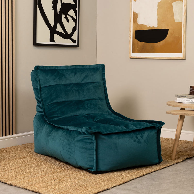 Pouf méridienne en velours Dolce, sarcelle