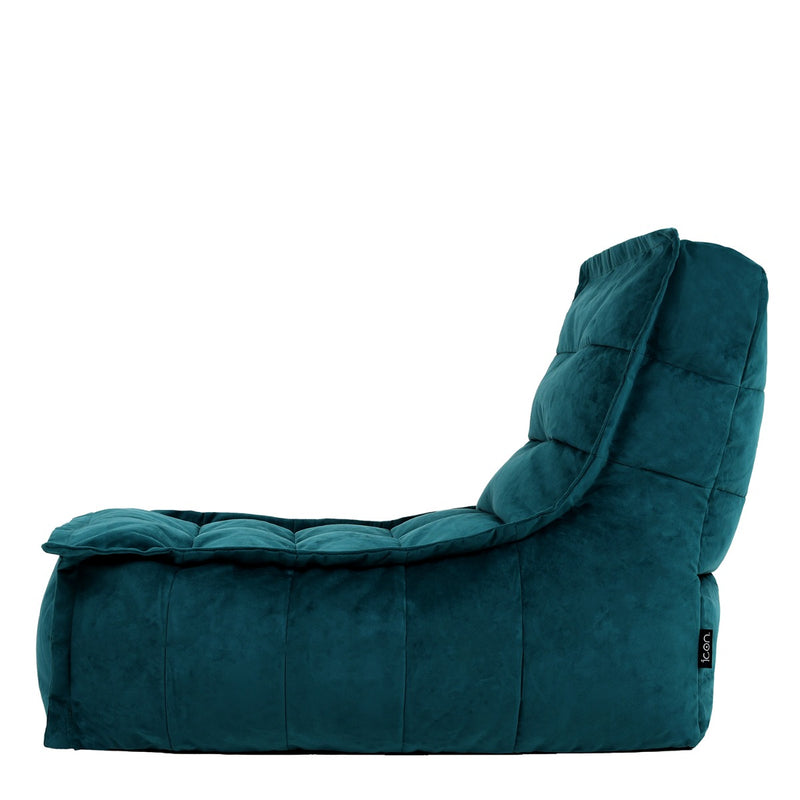 Pouf méridienne en velours Dolce, sarcelle