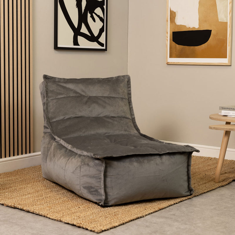 Pouf méridienne en velours Dolce, gris anthracite