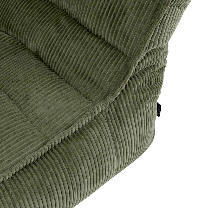 Pouf inclinable Dolce en velours côtelé, vert sauge