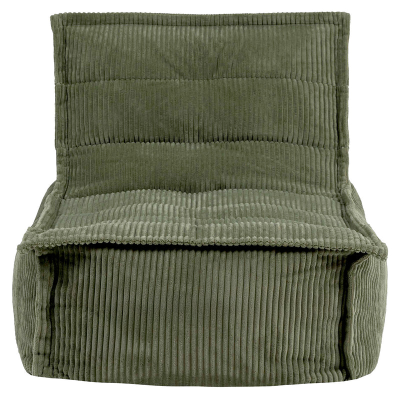 Pouf inclinable Dolce en velours côtelé, vert sauge