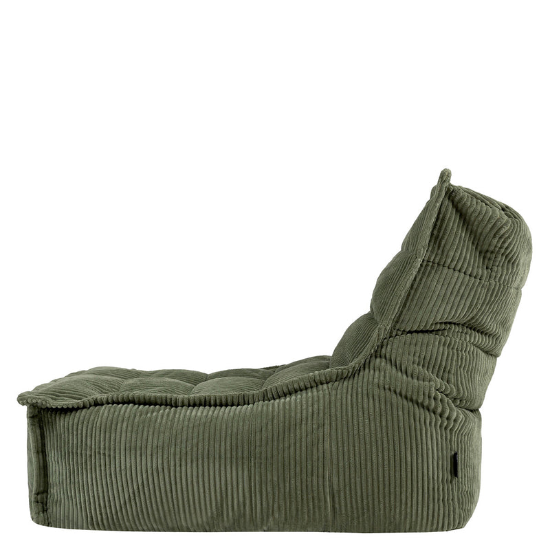 Pouf inclinable Dolce en velours côtelé, vert sauge