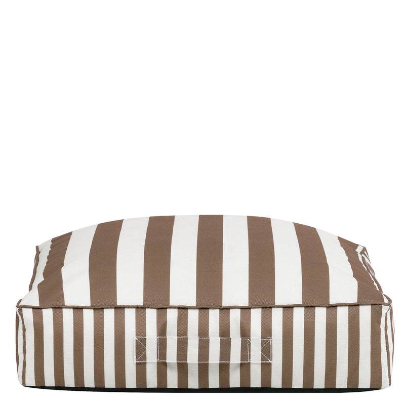 Pouf Solus en tissu, rayures chocolat 