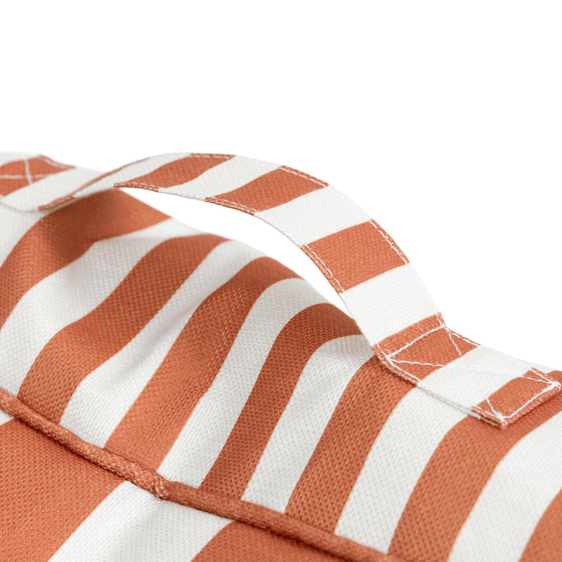 Pouf Solus en tissu, rayures orange