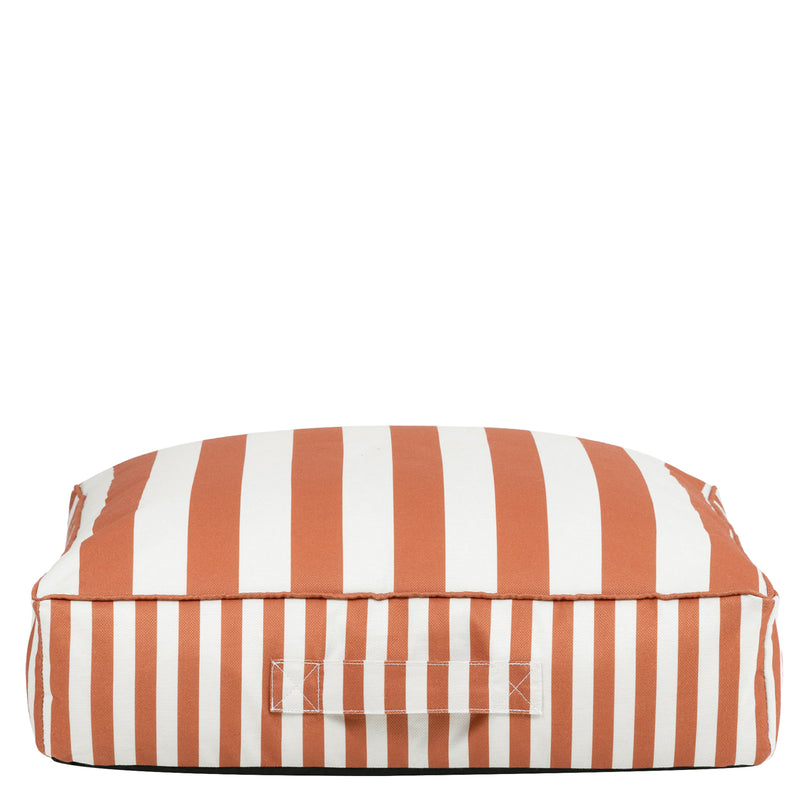Pouf Solus en tissu, rayures orange