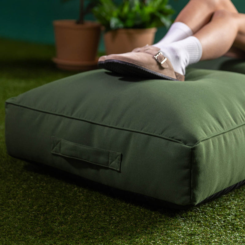 Pouf Solus en oléfine, bleu vert