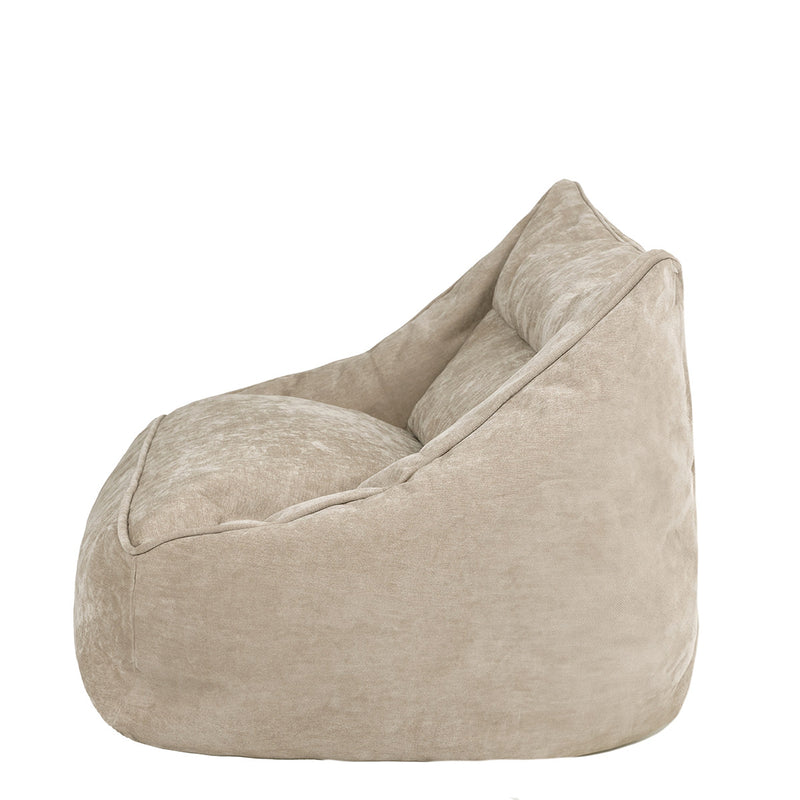 Canapé pouf deux places Cecilia en tissu chenille, naturel