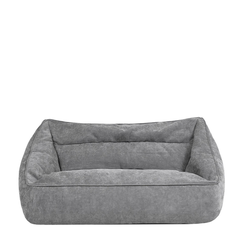 Canapé pouf deux places Cecilia en tissu chenille, gris antracite