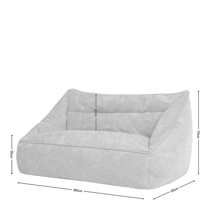 Canapé pouf deux places Cecilia en tissu chenille, gris antracite