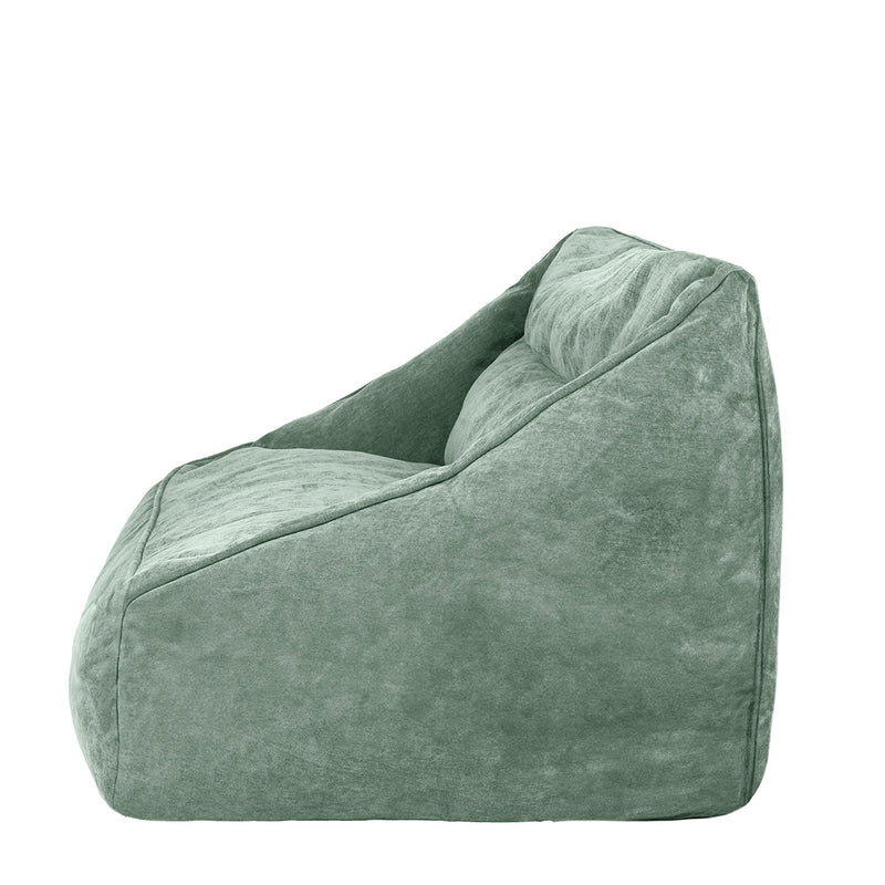 Canapé pouf deux places Cecilia en tissu chenille, vert sauge