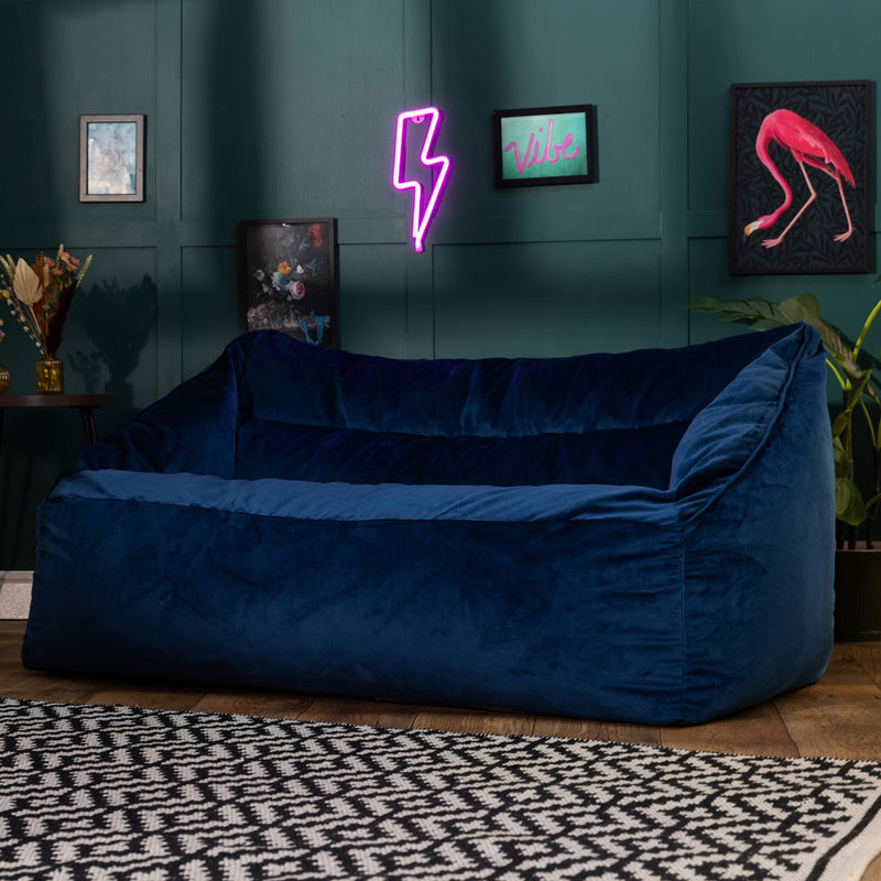 Pouf Cecilia Velvet Loveseat - Bleu marine