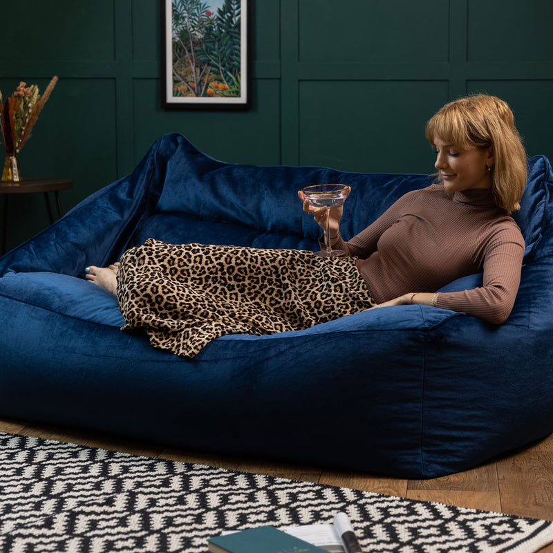 Pouf Cecilia Velvet Loveseat - Bleu marine