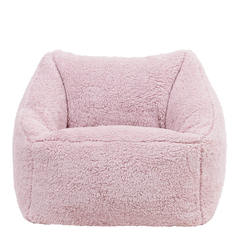 Fauteuil-poire en polaire nounours Natalia pour enfant - Rose