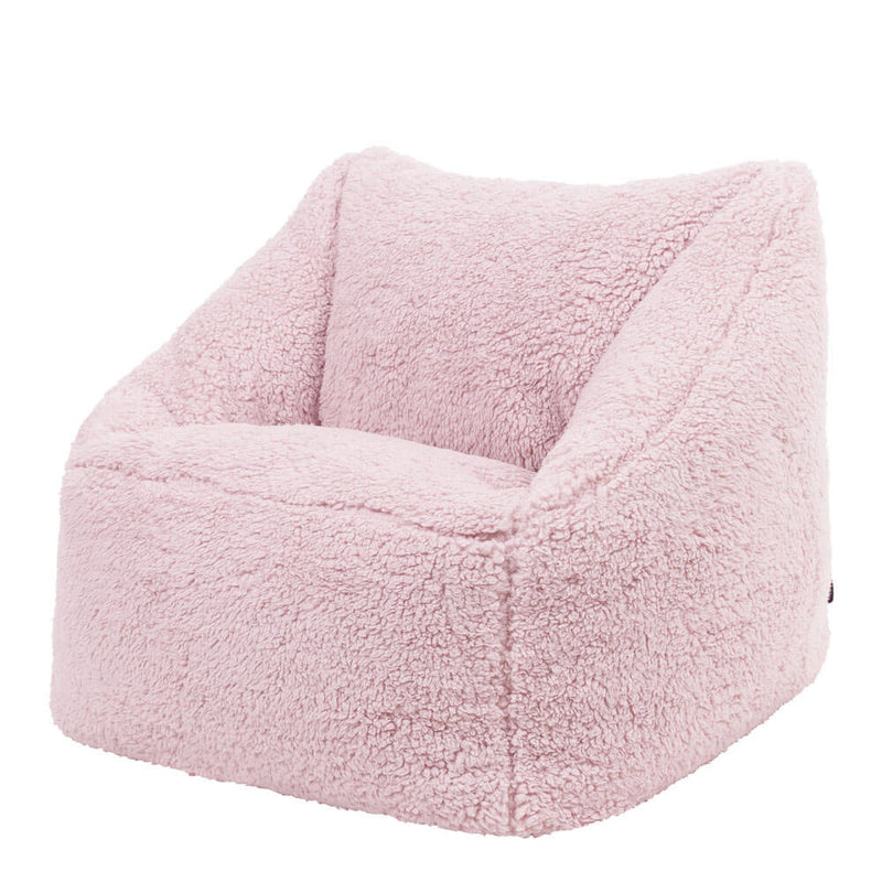Fauteuil-poire en polaire nounours Natalia pour enfant - Rose