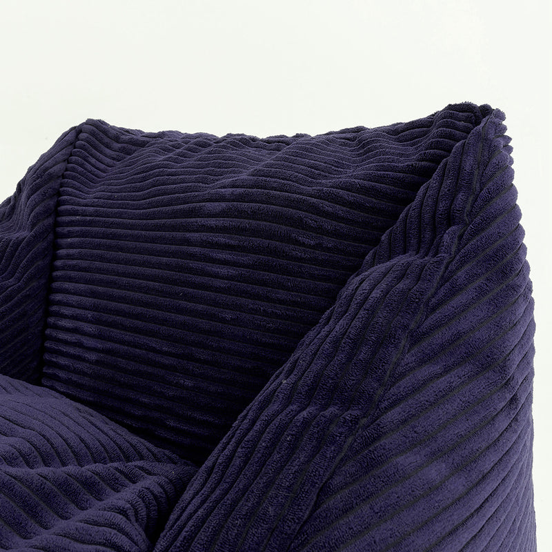 Pouf fauteuil enfant Morgan en velours côtelé - Bleu marine
