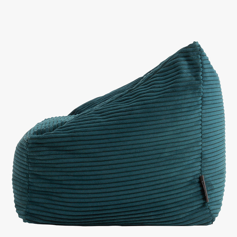 Fauteuil poire enfant Natalia en velours côtelé, sarcelle