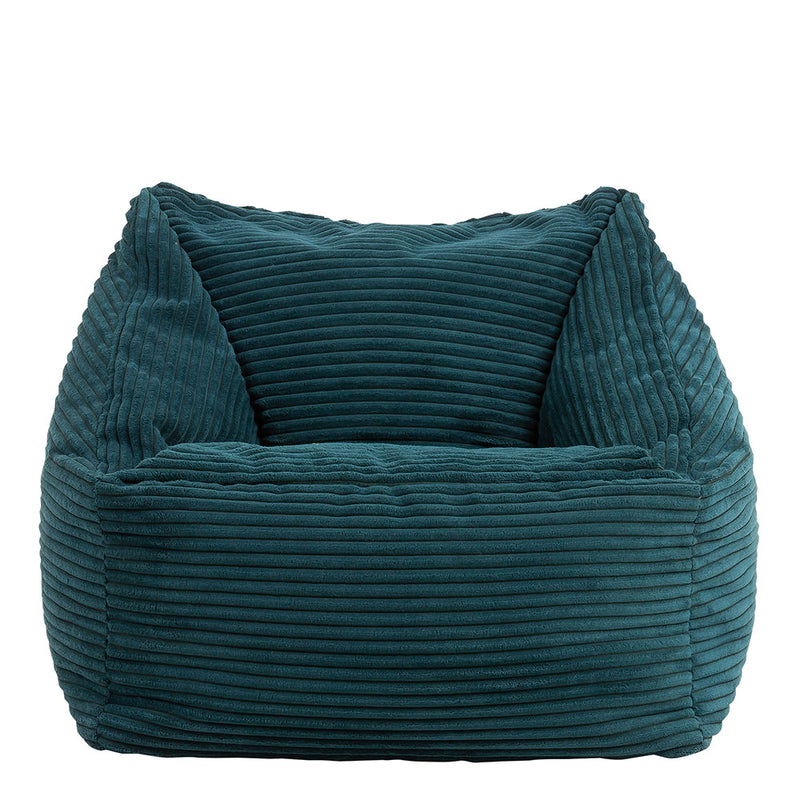 Fauteuil poire enfant Natalia en velours côtelé, sarcelle