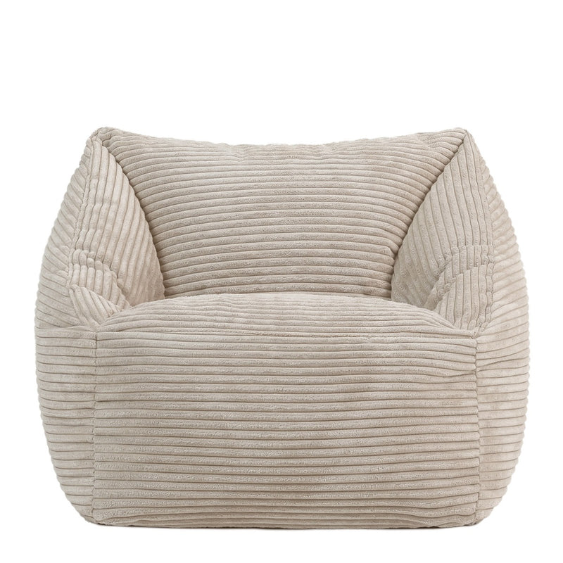 Fauteuil poire enfant Natalia en velours côtelé, naturel