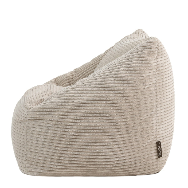Fauteuil poire enfant Natalia en velours côtelé, naturel