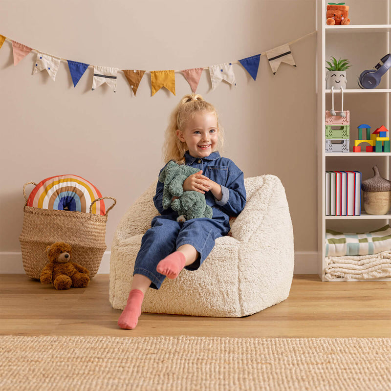 Fauteuil poire en polaire pour enfants Natalia, pierre