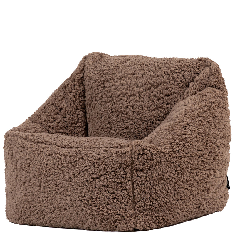 Fauteuil poire en polaire pour enfants Natalia, marron moka