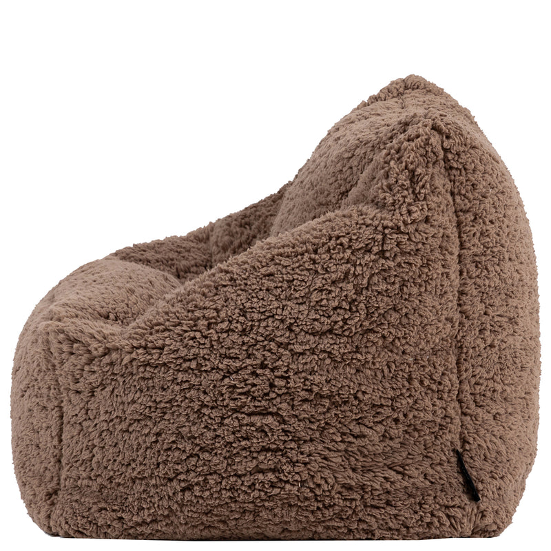 Fauteuil poire en polaire pour enfants Natalia, marron moka