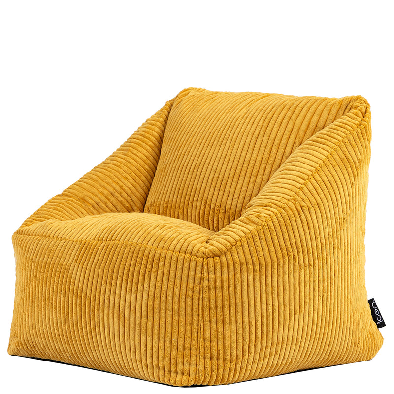 Fauteuil poire enfant Natalia en velours côtelé, ocre