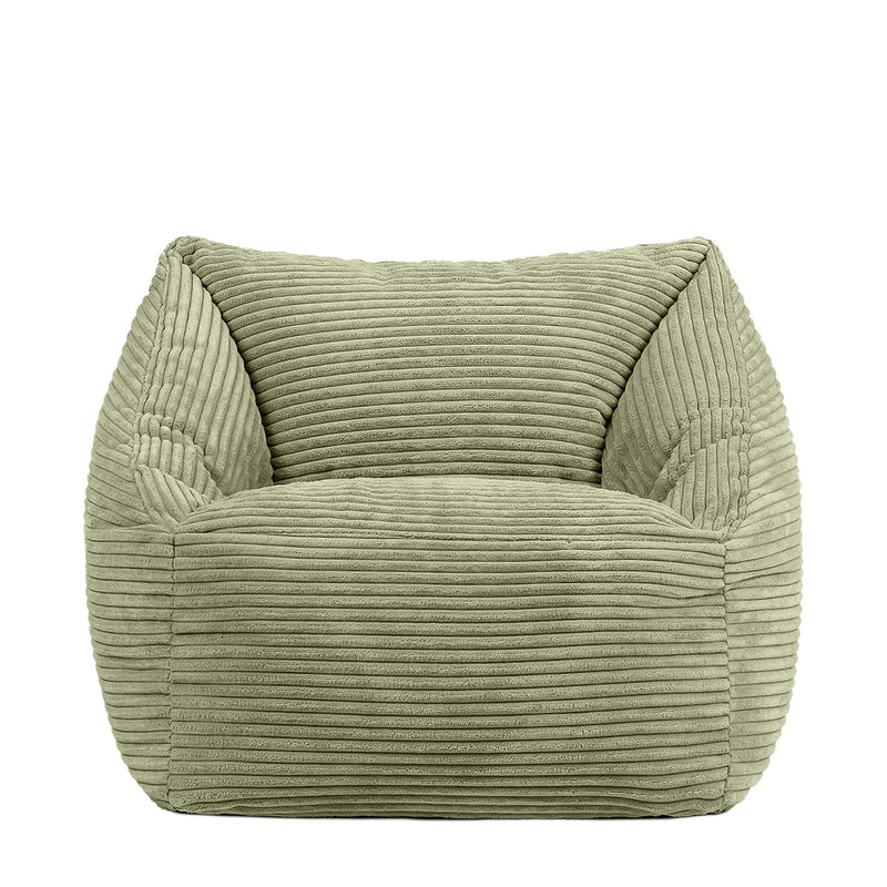 Fauteuil poire enfant Natalia en velours côtelé, vert sauge