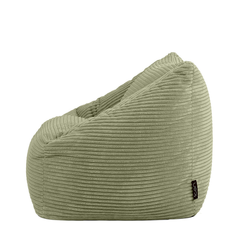 Fauteuil poire enfant Natalia en velours côtelé, vert sauge