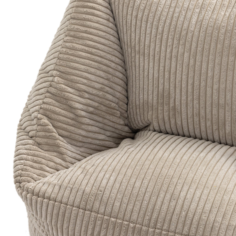 Fauteuil poire enfant Natalia en velours côtelé, naturel