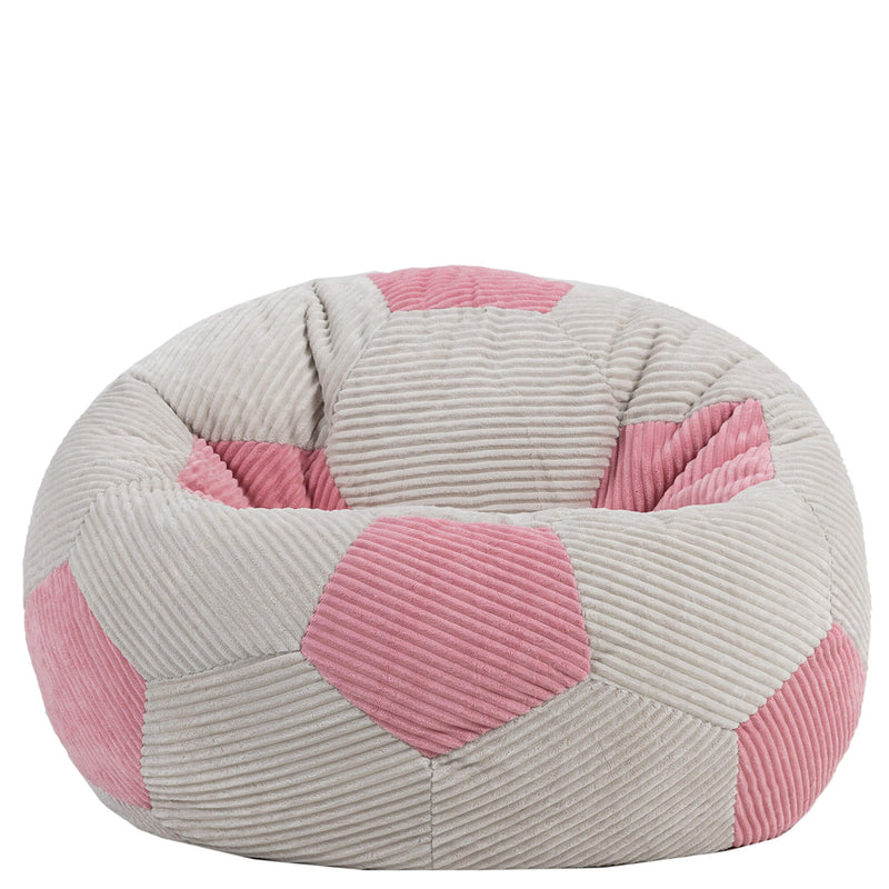 Pouf classique en velours côtelé Ado imprimé Football, rose clair