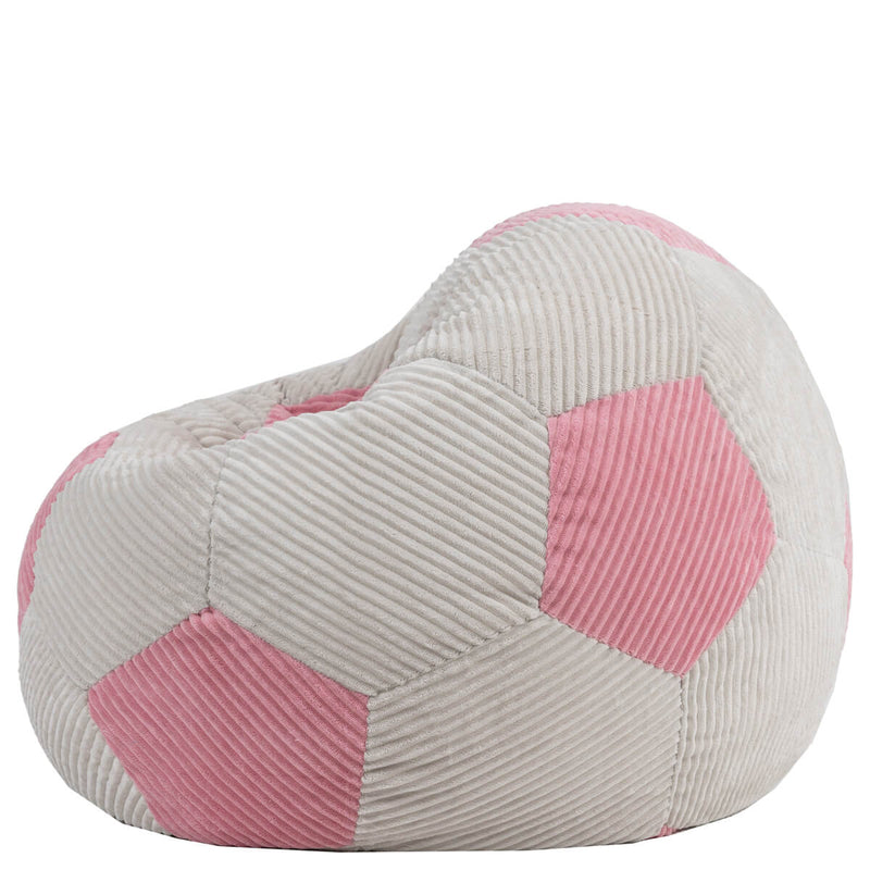 Pouf classique en velours côtelé Ado imprimé Football, rose clair